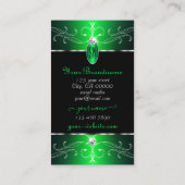 絶妙ブラックグリーン華美オーナメントイニシャル 名刺 (裏面)
