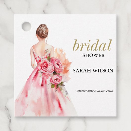 絶妙ミニマルの結婚ブライダルシャワー フェイバータグ (正面)