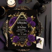 絶妙ムーディパープル&金ゴールドゴシック結婚ズ 箔招待状