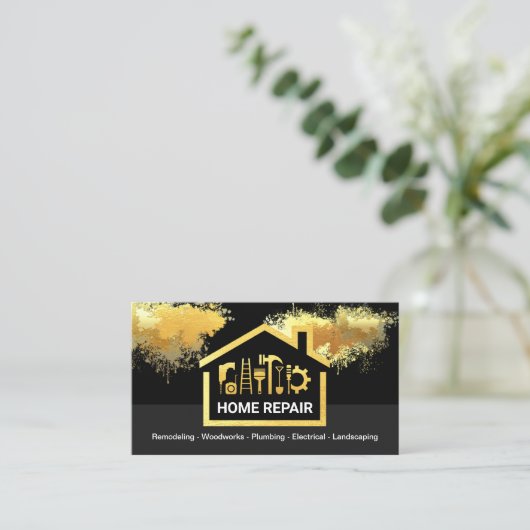 絶妙金ゴールドホーム絵を描（ばちゃばちゃ）跳ねる 名刺 (スタンド正面)