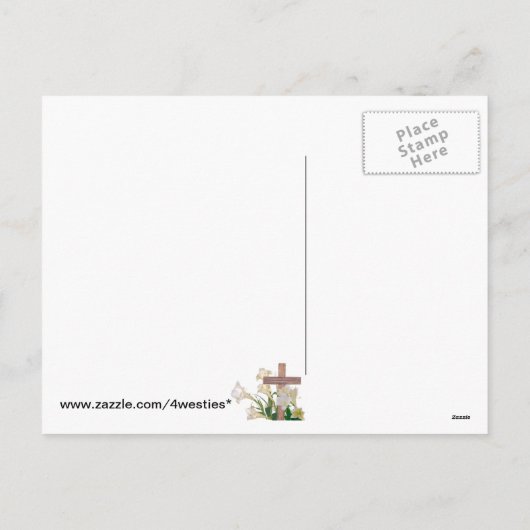 絶妙! イースター・リリー及び木の十字カード シーズンポストカード (裏面)