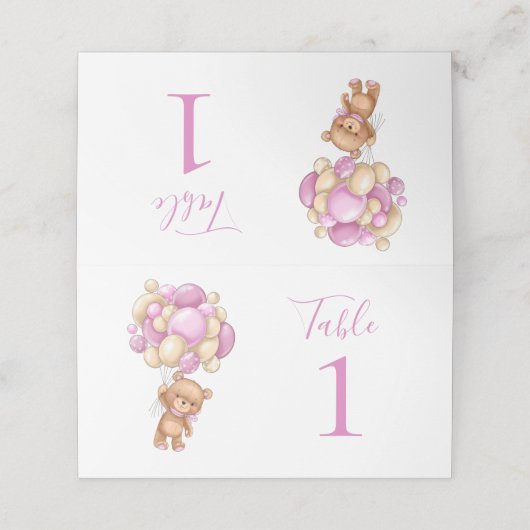 絶対に愛らしいテディベアガーリー座席表 プレイスカード (外部開封)