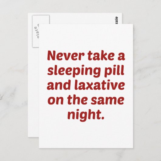 絶対に睡眠薬と薬を飲まない ポストカード (正面/裏面)
