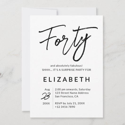 絶対に素晴らしい40歳の誕生日 招待状 (正面)