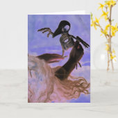 「絶対に」手、髪不気味、偽の鳥のスケルトン カード (黄色い花)