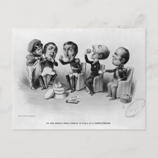 絶対的な王は錠剤を飲み込まざるをえなかった ポストカード (正面)