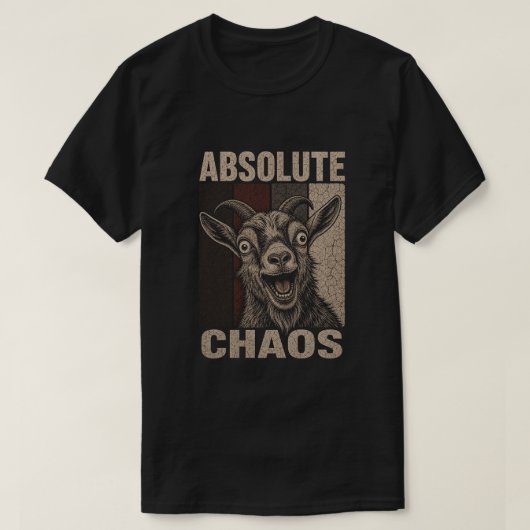 絶対的混乱！鳴き叫ぶヤギの面白いレトロデザイン Tシャツ (デザイン正面)