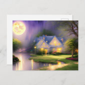 絶対素晴らしに魔法の満月の水色 ポストカード (正面/裏面)