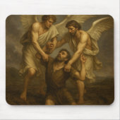 絶望した男を持ち上げる守護天使 マウスパッド (正面)