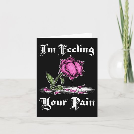 絶望に沈むピンクのバラ 白いテキスト カード (正面)