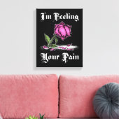 絶望に沈むピンクのバラ 白いテキスト キャンバスプリント (インサイチュ (リビング))