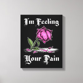 絶望に沈むピンクのバラ 白いテキスト キャンバスプリント