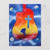 絶望スプレ絵を描ー、ギター、クロス ポストカード (正面)