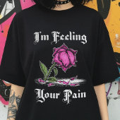 絶望感のピンクのバラ白文字女子 Tシャツ