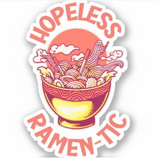 絶望的なラーメンおもしろい – 麺日本の好き シール (正面)