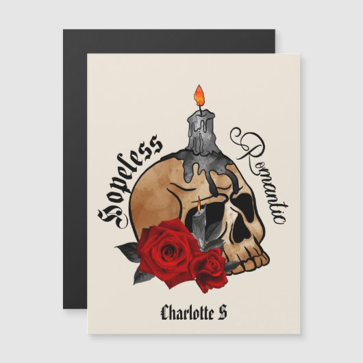 絶望的なロマンチック – ゴシックスカル、レッドローズ (正面/裏面)