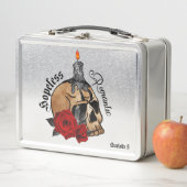 絶望的なロマンチック – ゴシックスカル、レッドローズ メタルランチボックス (インサイチュ)