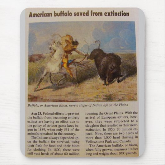 絶滅から救われたアメリカバイソン 1902年 マウスパッド (正面)