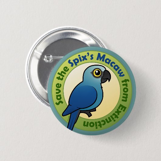 絶滅からSpixのコンゴウインコを救って下さい 缶バッジ (正面&裏面)