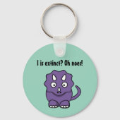 絶滅したキュートな紫色のトリケラトプスおもしろい漫画 キーホルダー (正面)