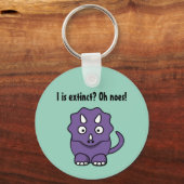 絶滅したキュートな紫色のトリケラトプスおもしろい漫画 キーホルダー (正面)