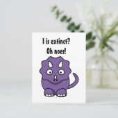 絶滅したキュートな紫色のトリケラトプスおもしろい漫画 ポストカード (スタンド正面)