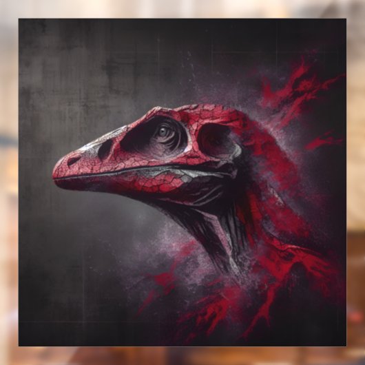 絶滅した恐竜の頭部のアートワーク1ウィンドウ ウィンドウサイン (シート2)