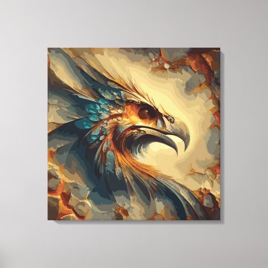 絶滅した鳥の頭 – 抽象芸術のアートワーク キャンバスプリント (正面)