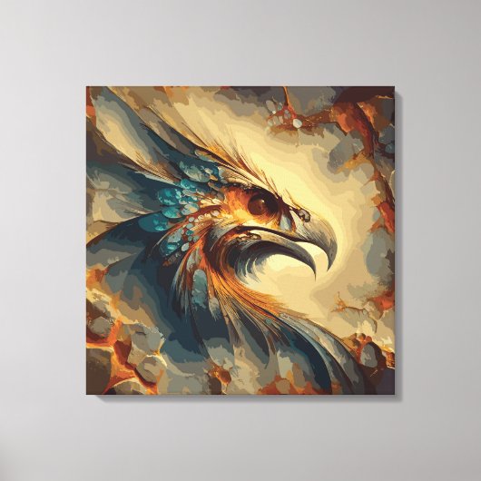 絶滅した鳥の頭 – 抽象芸術のアートワーク キャンバスプリント (正面)