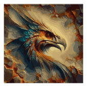 絶滅した鳥の頭 – 抽象芸術のアートワーク ポスター (正面)