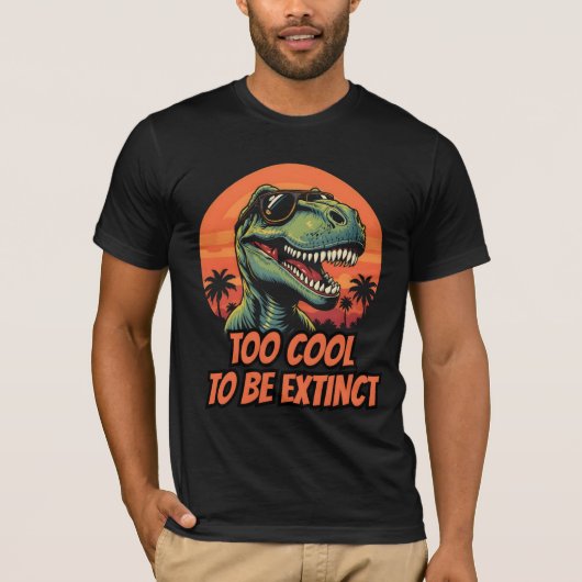 絶滅するにはカッコよすぎる!面白いティラノサウルス Tシャツ (正面)