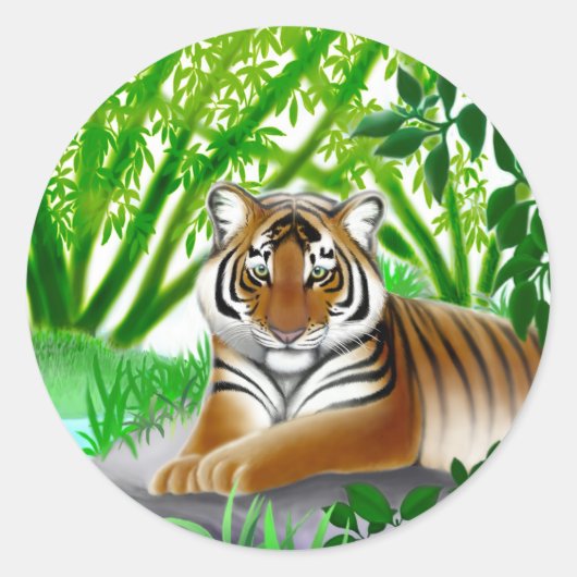 絶滅の危機に瀕したスマトラーンの虎のステッカー ラウンドシール (正面)