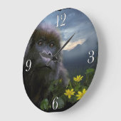 絶滅の危機に瀕したマウンテンゴリラ&火山性熱帯雨林 ラージ壁時計 (傾斜)