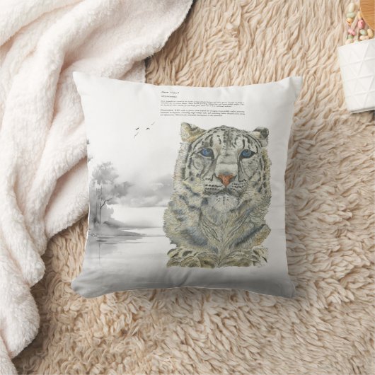 絶滅の危機に瀕したユキヒョウの手の色彩の鮮やかプリントクッション クッション (ブランケット)