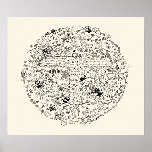 絶滅の危機に瀕した動物の木星地球スケッチ芸術 ポスター (正面)