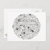 絶滅の危機に瀕した動物の木星地球スケッチ芸術 ポストカード (正面/裏面)