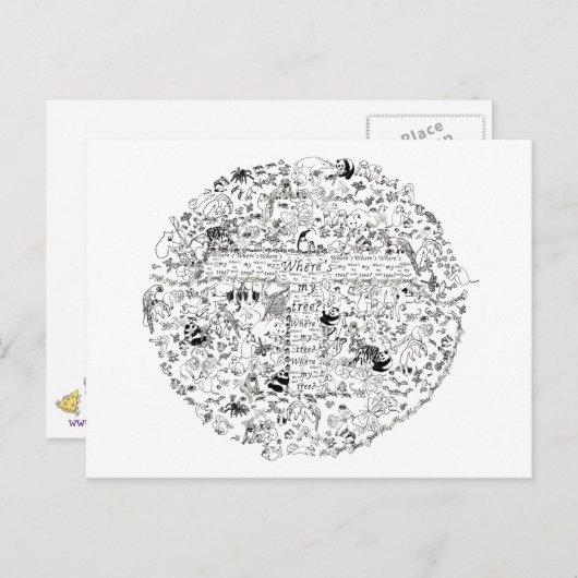 絶滅の危機に瀕した動物の木星地球スケッチ芸術 ポストカード (正面/裏面)