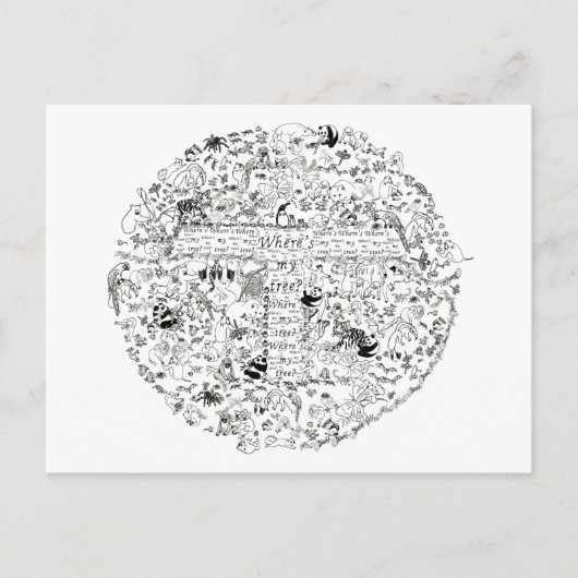 絶滅の危機に瀕した動物の木星地球スケッチ芸術 ポストカード (正面)