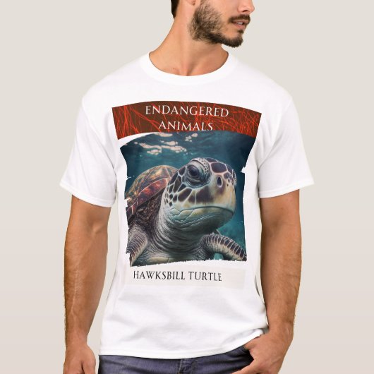 絶滅の危機に瀕した動物 – Hawksbill Turtle Tシャツ (正面)
