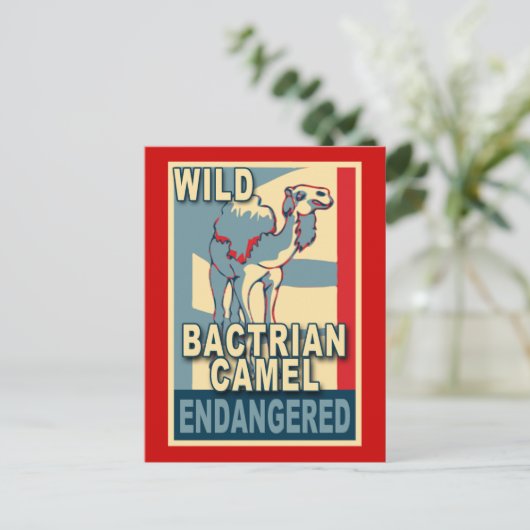 絶滅の危機に瀕した野生のバクトリアポップ・アートのンラクメルアートTシャツ ポストカード (スタンド正面)