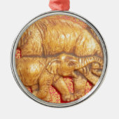 絶滅の危機に瀕しているアフリカゾウ メタルオーナメント (正面)