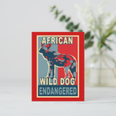 絶滅の危機に瀕しているアフリカポップ・アートのの野生の犬のアートTシャツ ポストカード (スタンド正面)