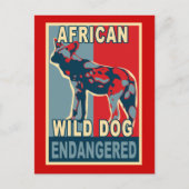 絶滅の危機に瀕しているアフリカポップ・アートのの野生の犬のアートTシャツ ポストカード (正面)