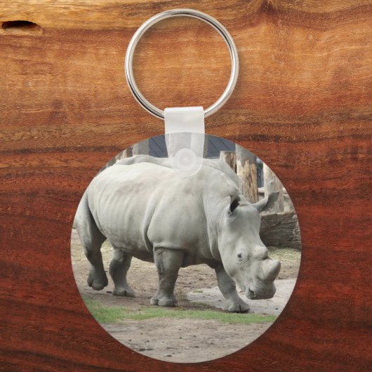 絶滅の危機に瀕している北の白いサイ キーホルダー (正面)