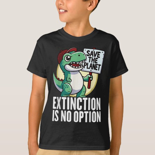 絶滅はありえない 恐竜 環境保護プロ Tシャツ (正面)