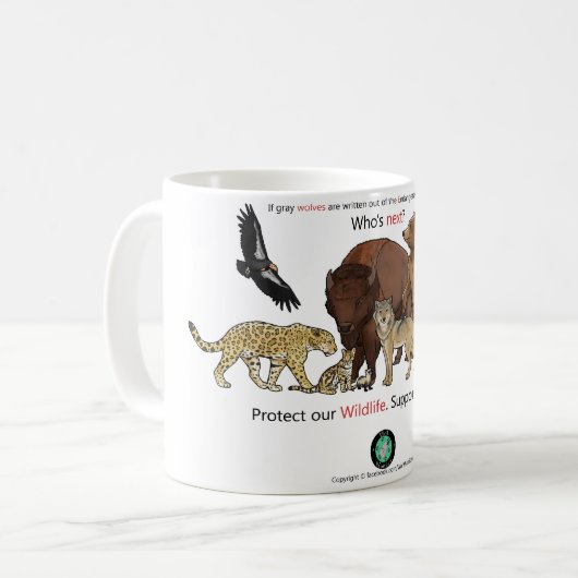 絶滅危ぐ種の行為を支えて下さい コーヒーマグカップ (正面左)