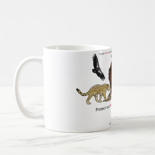 絶滅危ぐ種の行為を支えて下さい コーヒーマグカップ (左)