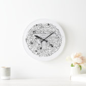 絶滅危惧動物の木星地球スケッチ美術 ラージ壁時計 (ホーム)