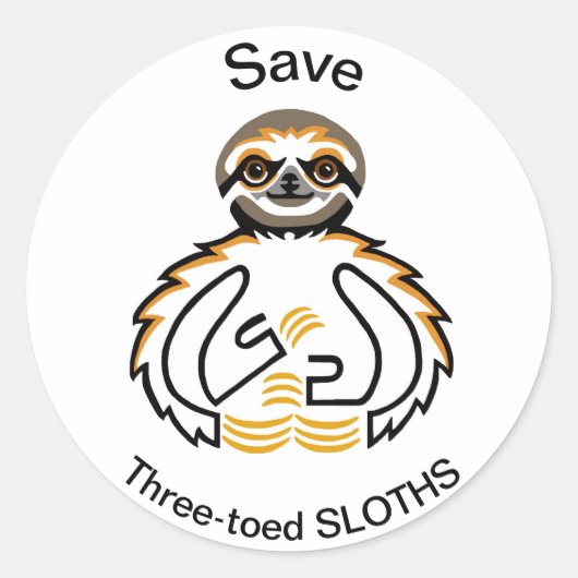絶滅危惧動物救- 3トースSLOTHS - ラウンドシール (正面)