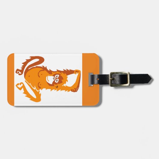 絶滅危惧動物 – オランウタン – 類人猿 – 霊長類オレンジ ラゲッジタグ (正面横)